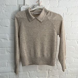 Everlane The Cashmere Collared Sweater Long Sleeve Oatmeal Soft Women XS